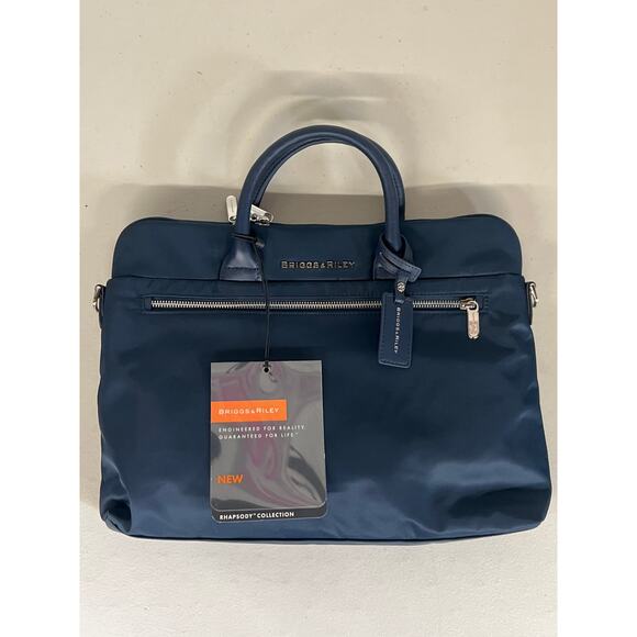 NWT Briggs & Riley Navy Blue Rhapsody Slim Business Case Laptop Travel Work Bag - Picture 3 of 8